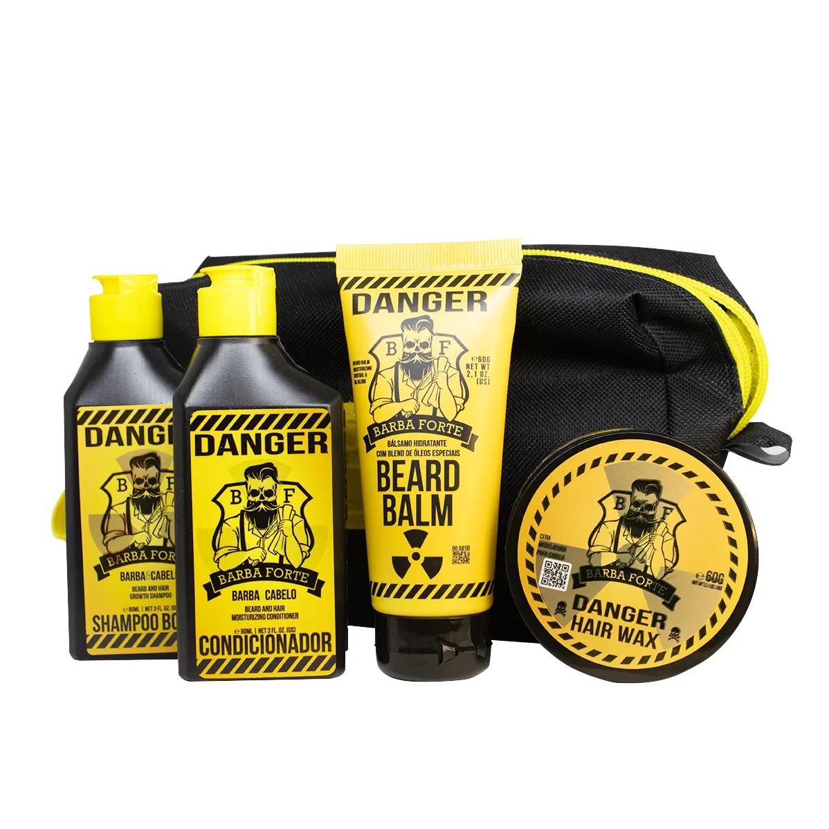 Kit Para Viagem Necessaire Danger Barba Forte 4 Produtos