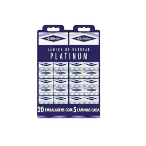 Lâmina De Barbear Gillette Platinum Duplo Fio Com 100 Unidades